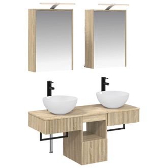 vidaXL Juego De Muebles De Ba&ntilde;o 5 Uds. Roble Sonoma Vidaxl