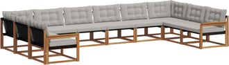 vidaXL Conjunto De Sof&aacute;s De Exterior 10 Uds. Gris Natural Y Claro Vidaxl