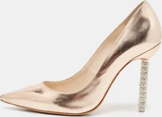 Sophia Webster Rose Gold Leather Crystal Embellished Heel Coco Pumps