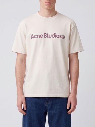 Acne Studios T-shirt in cotone riciclato e viscosa con logo a contrasto