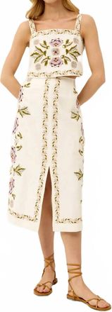 Marie Oliver Meara Floral Embroidery Midi Skirt In Secret Garden