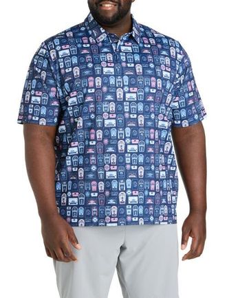 Callaway Big & Tall Whiskey Ace Printed Gold Polo Shirt in Peacoat at Nordstrom, Size Xx-Large