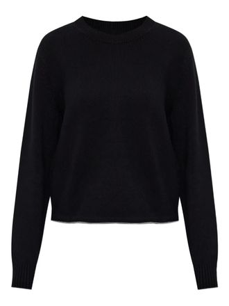 Helmut Lang crew-neck cropped sweater - women - Organic Cotton - M - Black