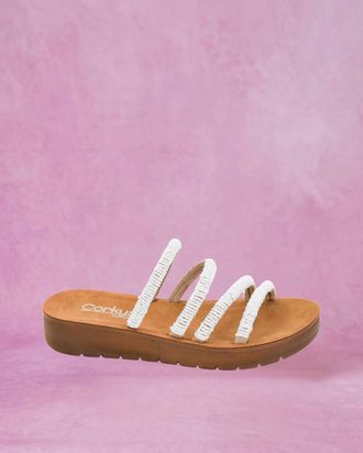 Corkys Footwear Womens Striptease Sandals In Ivory Multi