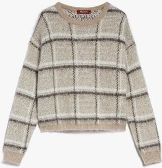 Max Mara Jacquard Mohair Blend Trui - Dames - Ronde hals truien - Grijs - L - Truien & Vesten