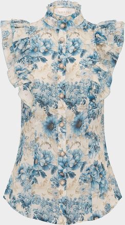 Aqua Blu Australia Aubrey Floral Ruffle Top