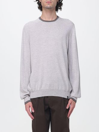 Fay Crewneck Jumper in Pure Virgin Wool with Embroidered Logo and Contrast Trims