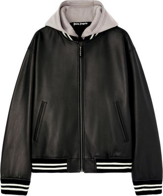 Palm Angels Black Curved-logo Bomber Jacket
