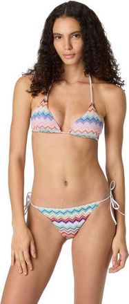 Missoni Triangle Bikini In Lam&eacute; Viscose With Pixel-effect Zigzag Pattern in Multicoloured at Nordstrom, Size 48 It