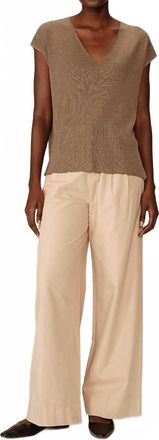 Grace & Mila Pacino V Neck Top In Khaki