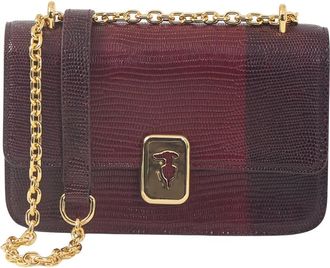 Trussardi Tracolla Lizard - Dames - Schoudertassen - Rood - ONE Size - Leer - Tassen