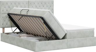 vidaXL Cama Con Almacenamiento Gris Claro 180 X 200 Cm Terciopelo Vidaxl