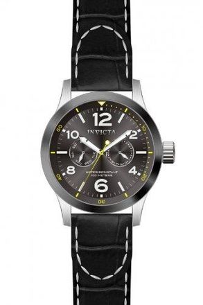 Invicta Force Grey Dial Black Leather Band Mens Watch 14142