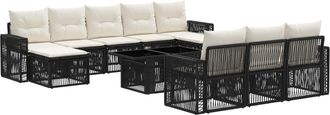 vidaXL Conjunto De Sof&aacute;s De Jard&iacute;n 11 Uds. Negro Y Blanco Crema Vidaxl