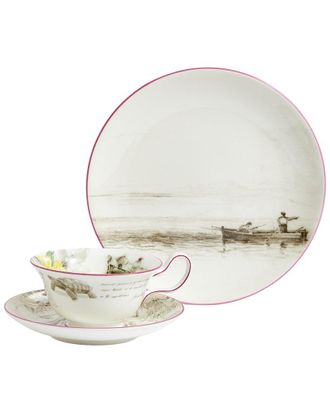 Wedgwood 3pc Darwin Voyage of The Beagle Galapagos Islands Teacup, Saucer, &
