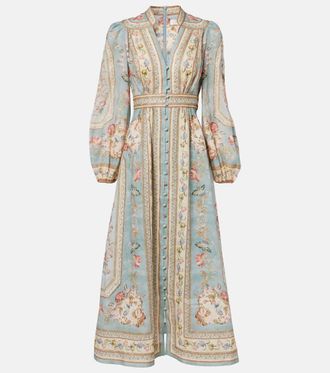 Zimmermann Roselight floral linen midi dress