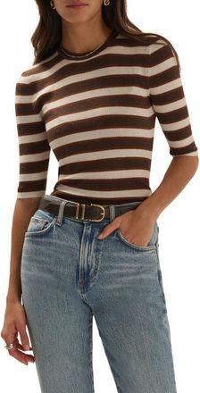 Favorite Daughter The Amelia Elbow Sleeve Wool Sweater in Ganache Stripe at Nordstrom, Size X-Large