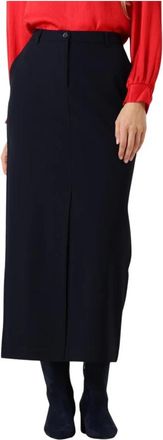 Summum Viscose Blend Midi Rok - Dames - Midirokken - Blauw - M - Rokken