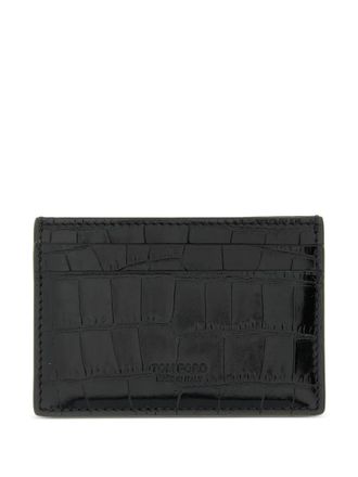 Tom Ford crocodile-effect card holder - men - Bos Taurus - One Size - Black