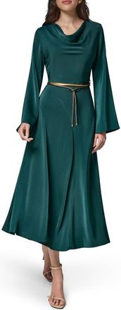 DKNY Bell Sleeve Satin Midi Dress in Hudson at Nordstrom, Size 12
