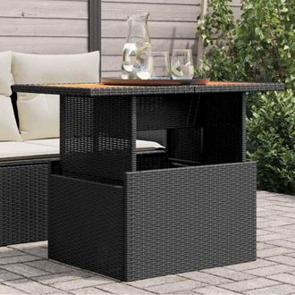vidaXL Vidaxl - Tavolo da Giardino Nero 100x55x73 cm Polyrattan e Legno Acacia