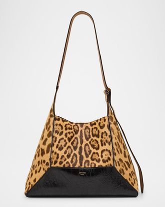 Jimmy Choo London Diamond Leopard Calf Hair Hobo Bag