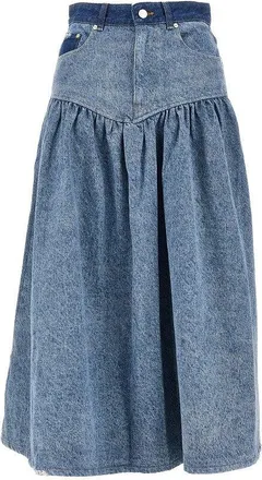 Ganni Cotton denim long skirt Woman 38