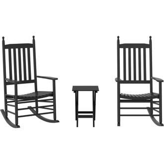 vidaXL Sillas Mecedoras 2 Uds Mesa Plegable Madera Maciza &Aacute;lamo Negro Vidaxl