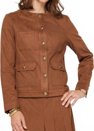 Current Air Harper Faux Suede Utility Jacket In Dark Chestnut