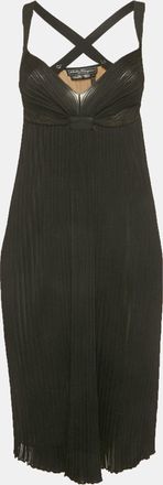 Ferragamo Black Rib Knit Strappy Dress