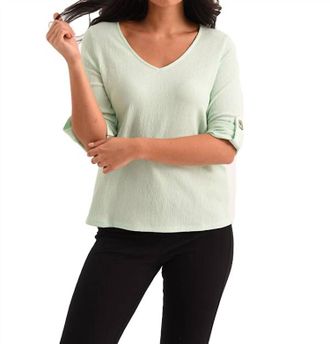 French Kyss Nina Grommet 3/4 Top In Mint