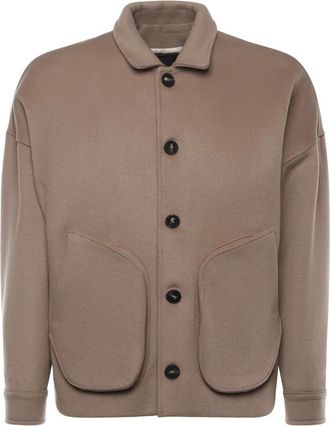 Giuliano Galiano Beige Jas met knoopsluiting - Heren - Zomerjassen - Beige - L - Wol - Jassen