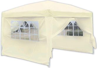 No Brand No Brand - Gazebo bianco in tessuto oxford con chiusure laterali 3x3 mt