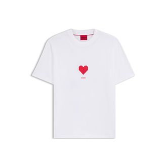 HUGO BOSS All-gender Cotton-jersey T-shirt with origami-heart prints