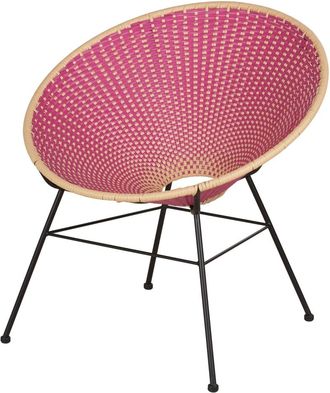 Maisons du monde Silla de jard&iacute;n de acero negro y resina reciclada en rosa y beige