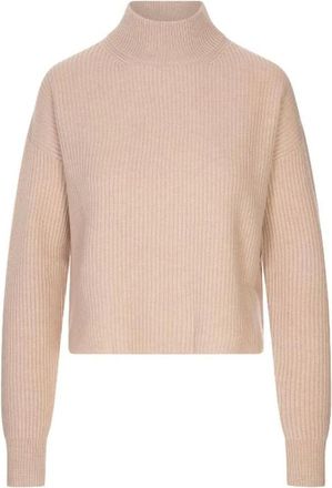 Max Mara Fufy Ribgebreide Trui met Opstaande Kraag - Dames - Truien - Beige - Maat: S Wol