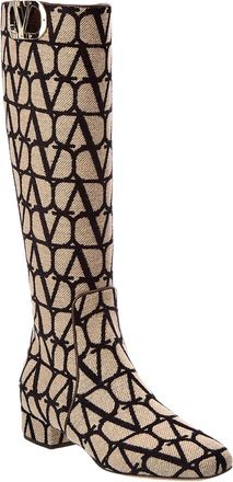 Valentino Vlogo 30 Toile Iconographe Canvas Knee-High Boot
