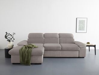 Cotta Ecksofa »Lola L-Form mit Kopfteilfunktion & Hocker« wahlweise mit Bettfunktion, Bettkasten & Armteilverstellung