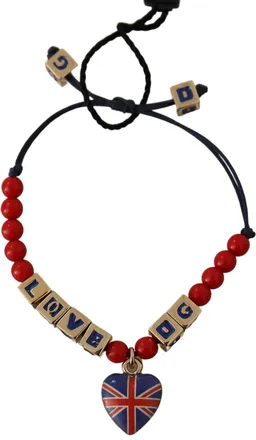 Dolce & Gabbana Red Blue Beaded DG LOVES LONDON Flag Branded Womens Bracelet