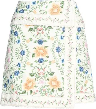 Farm Rio OFF-WHITE FOLK FLORAL MINI SKIRT