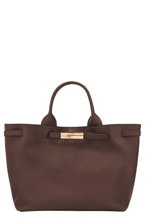 Longchamp Le Roseau Smart Leather Tote in Mocha at Nordstrom