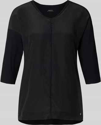 Marc Cain T-Shirt mit &Auml;rmelaufschlag und Rundhalsausschnitt in Black, Gr&ouml;&szlig;e 34
