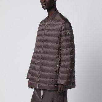 Rick Owens Mud-colored quilted zip-up down jacket