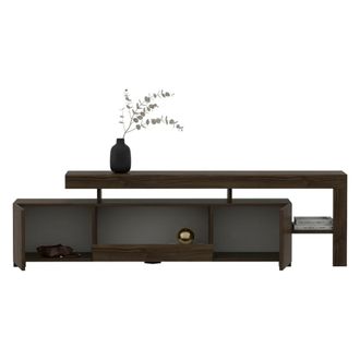 Dmora Mueble Para Tv Trasacco, Un Estante, Puerta Abatible, 3 Puertas, 192x37x53h Cm, Marr&oacute;n Nogal