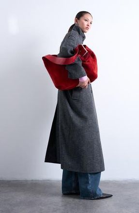 Topshop Mock Neck Car Coat in Grey at Nordstrom Rack, Size Medium