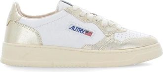 Autry Gold Leather Trainers with Metallic Effects