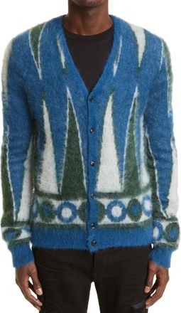Amiri BACKGAMMON BRUSHED CARDIGAN- Green / White