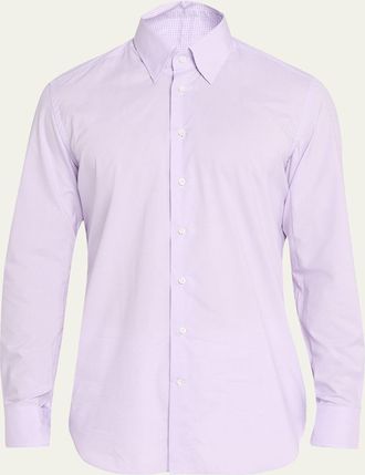 Bergdorf Goodman Mens Micro Check Cotton Shirt
