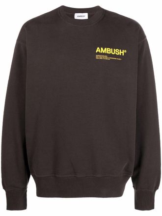 AMBUSH logo-print long-sleeve sweatshirt - men - Cotton - M - Brown