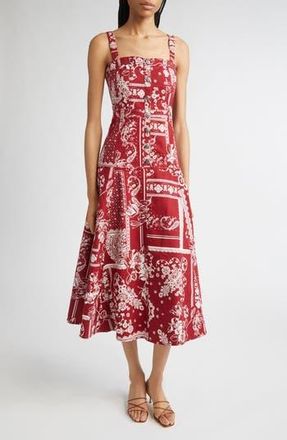 Cinq &agrave; Sept Bandana Print A-Line Dress in Bordeaux at Nordstrom Rack, Size 10